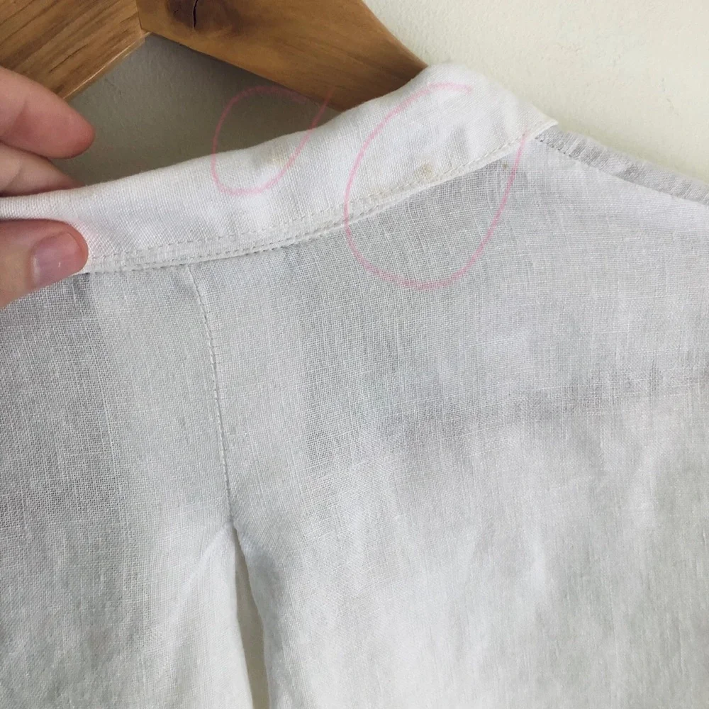 Eskandar 100% linen white button down - Picture 12 of 16